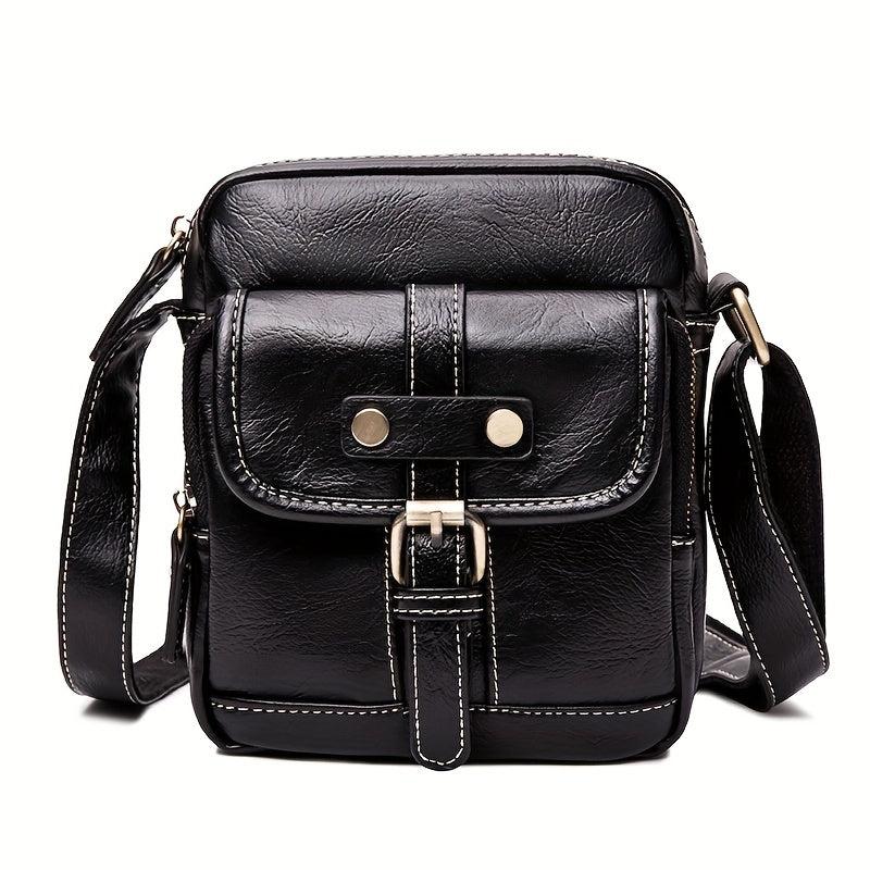 Vintage Men's PU Leather Shoulder Bag Crossbody Vertical Bag