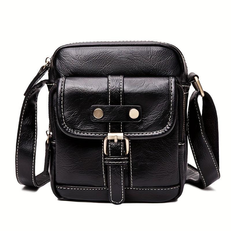 Vintage Men's PU Leather Shoulder Bag Crossbody Vertical Bag