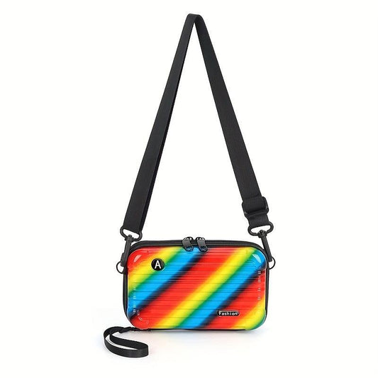 Rainbow Hard Shell Crossbody Shoulder Bag Toiletry Makeup Bag
