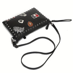 Men's Large Clutch Handbag Shoulder Crossbody Bag Rivet Skeleton Pattern