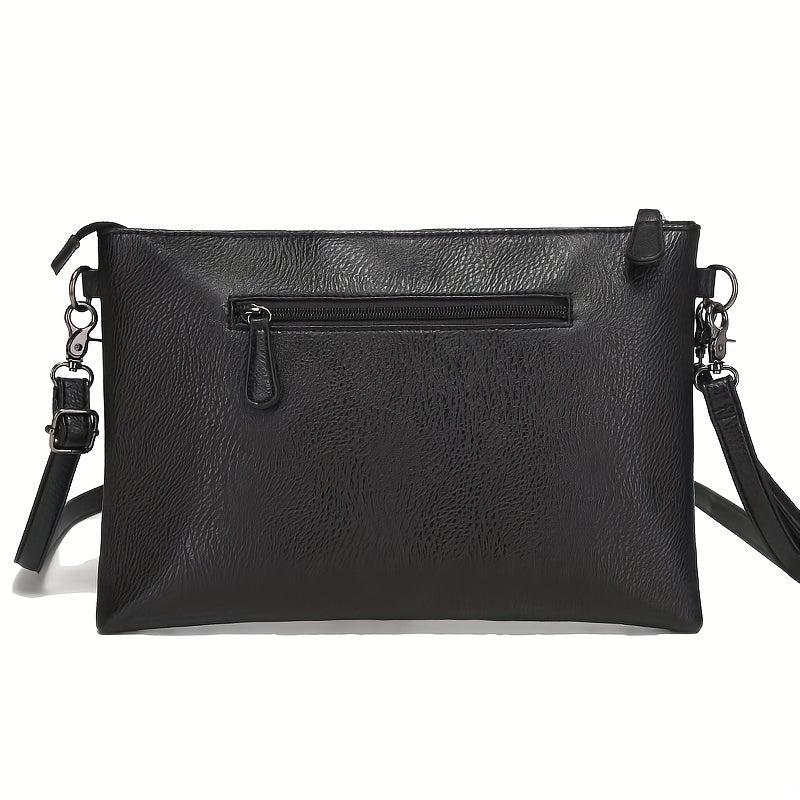 Men's Large Clutch Handbag Shoulder Crossbody Bag Rivet Skeleton Pattern