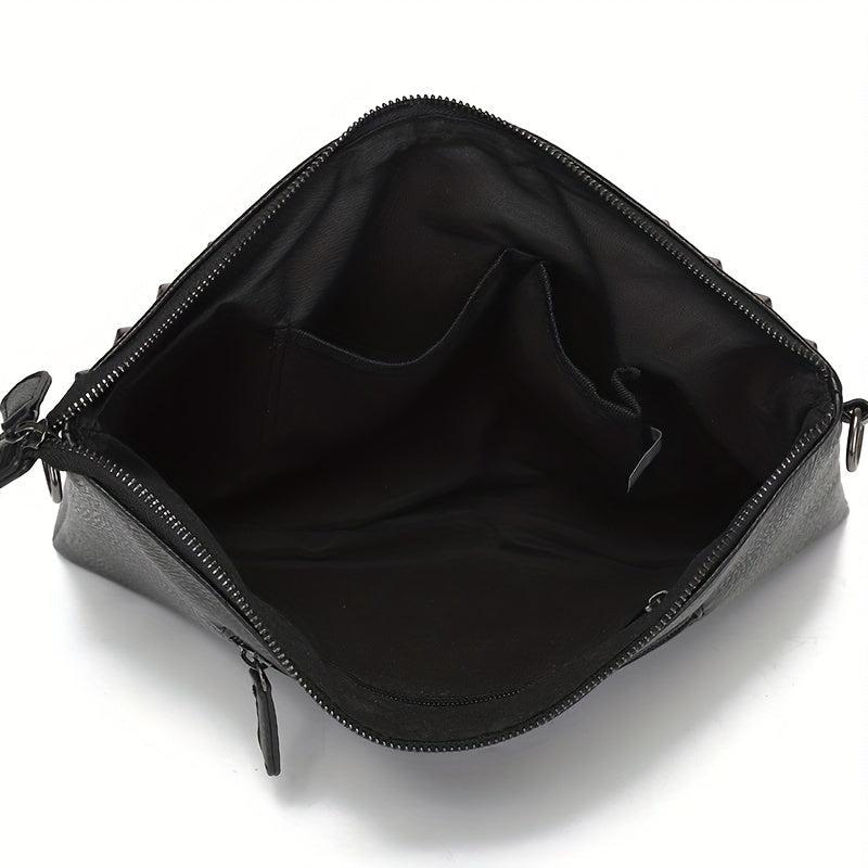 Men's Large Clutch Handbag Shoulder Crossbody Bag Rivet Skeleton Pattern