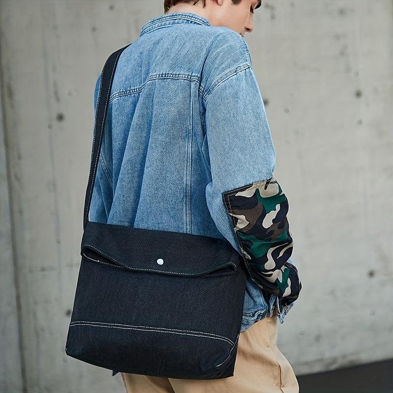 Men's Two Tone Messenger Bag Casual Shoulder Bag Canvas Satchel Bag