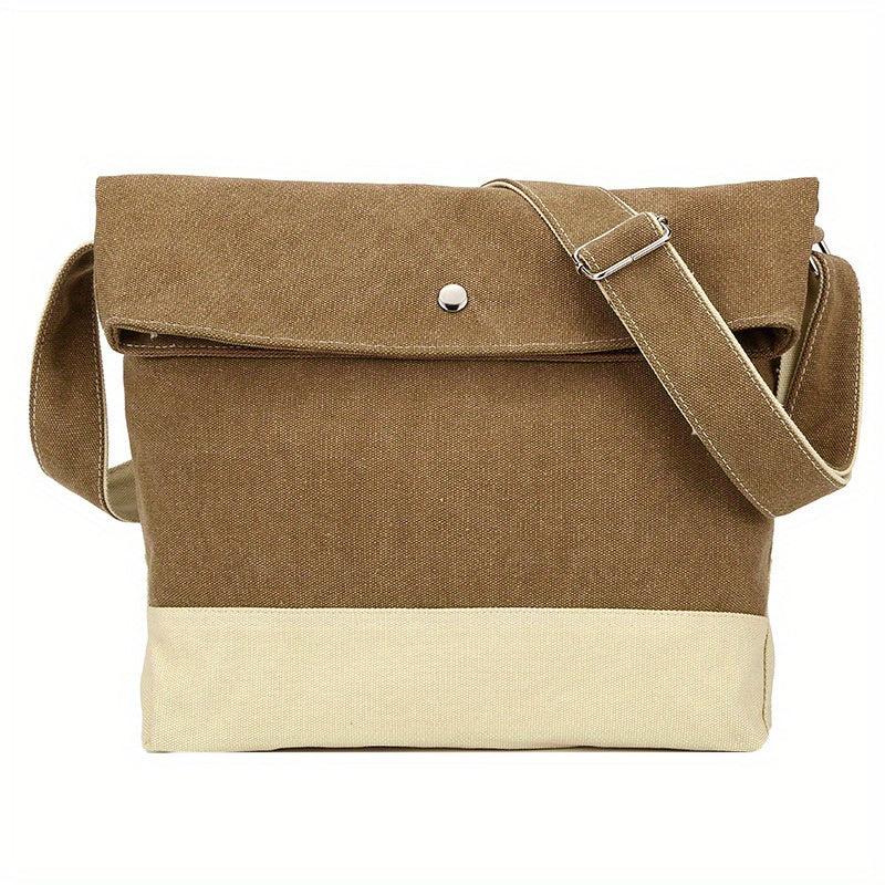 Men's Two Tone Messenger Bag Casual Shoulder Bag Canvas Satchel Bag