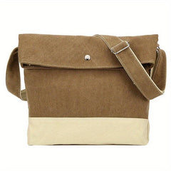 Men's Two Tone Messenger Bag Casual Shoulder Bag Canvas Satchel Bag