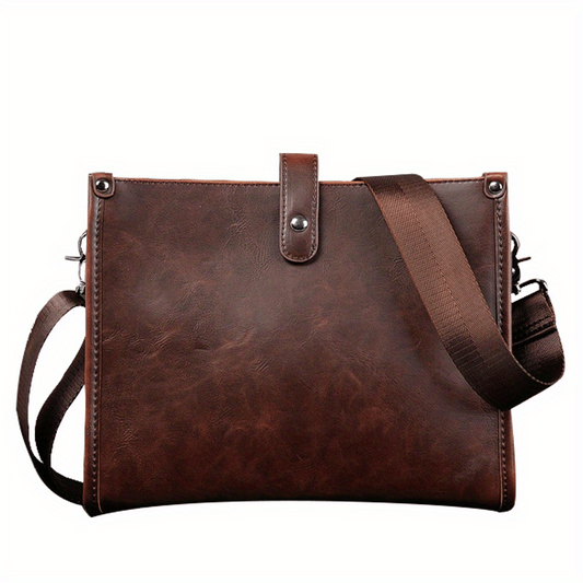 Men's Leather Crossbody Bag Large Capacity Chest Bag