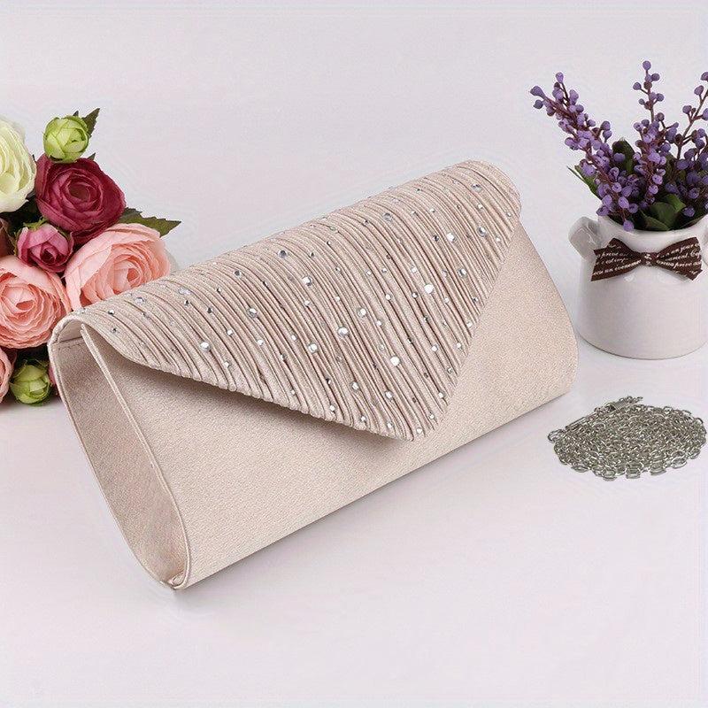 Rhinestone Clutch Bag Evening Party Purse with Chain Strap