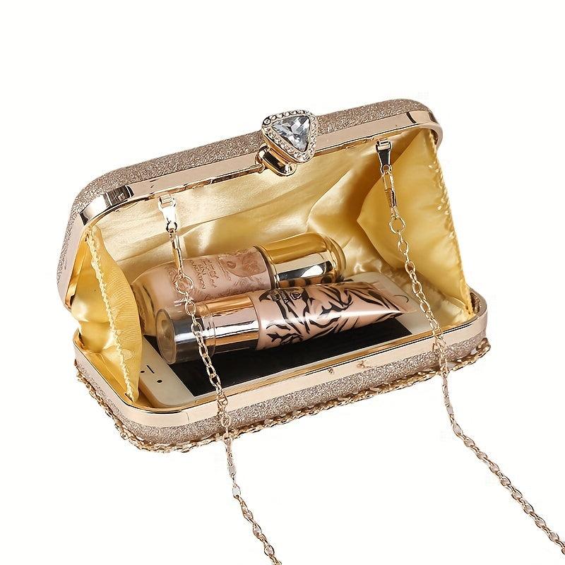 Rhinestone Evening Bag Top Ring Clutch Purse for Wedding Prom