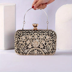 Rhinestone Evening Bag Top Ring Clutch Purse for Wedding Prom
