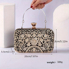 Rhinestone Evening Bag Top Ring Clutch Purse for Wedding Prom