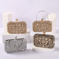 Rhinestone Evening Bag Top Ring Clutch Purse for Wedding Prom