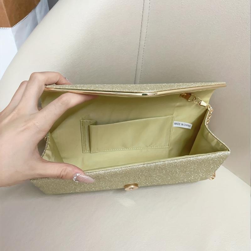 Glitter Evening Bag Ruched Clutch Purse For Prom Wedding