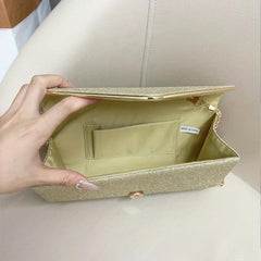 Glitter Evening Bag Ruched Clutch Purse For Prom Wedding
