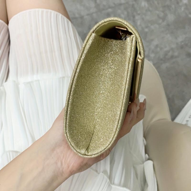 Glitter Evening Bag Ruched Clutch Purse For Prom Wedding