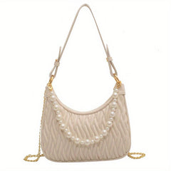 Pearl Decor Underarm Bag Stylish Shoulder Hobo Bag Women's Casual Handbag