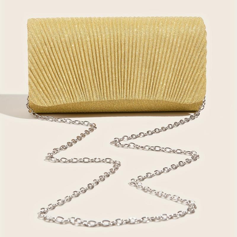 Ruched Glitter Evening Bag Shoulder Chain Bag