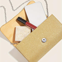 Ruched Glitter Evening Bag Shoulder Chain Bag