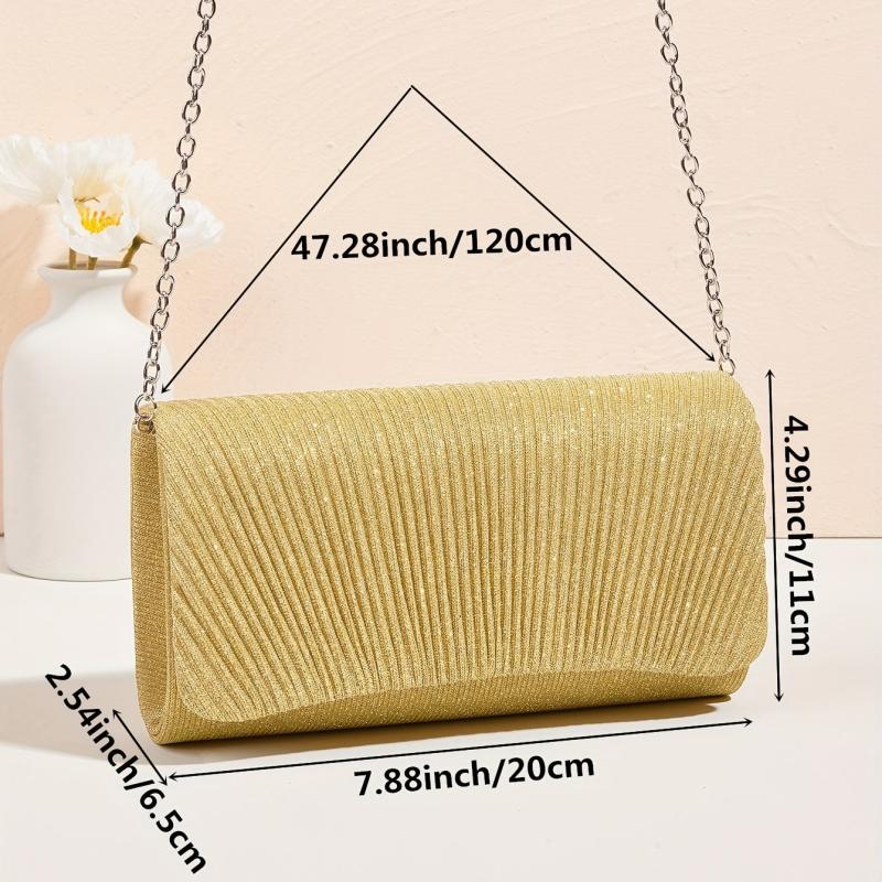 Ruched Glitter Evening Bag Shoulder Chain Bag