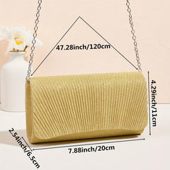 Ruched Glitter Evening Bag Shoulder Chain Bag
