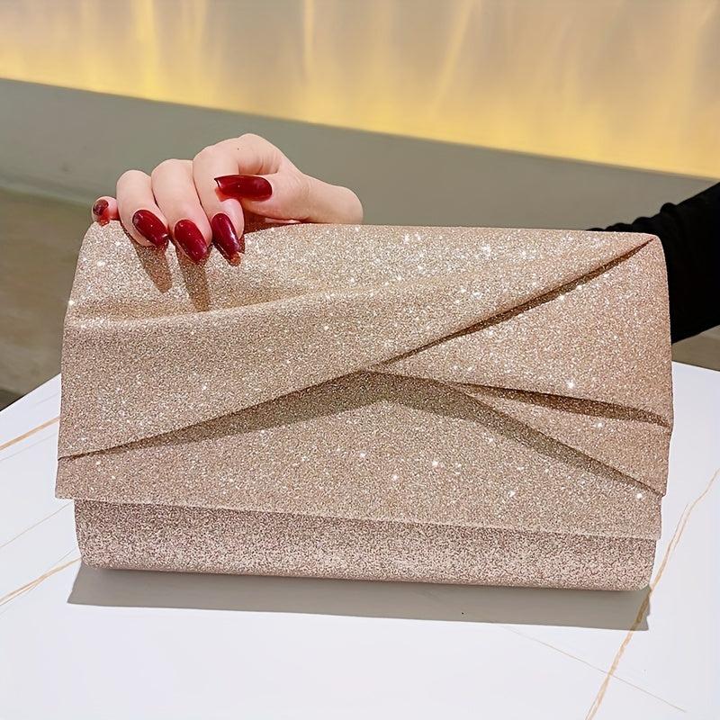 Sparkling Ruched Evening Clutch Bag for Women