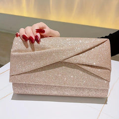 Sparkling Ruched Evening Clutch Bag for Women