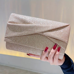Sparkling Ruched Evening Clutch Bag for Women