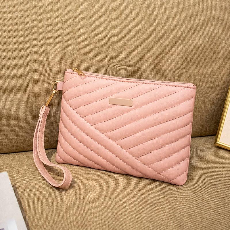 Classic Zipper Clutch PU Leather Wristlet Wallet