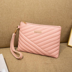 Classic Zipper Clutch PU Leather Wristlet Wallet