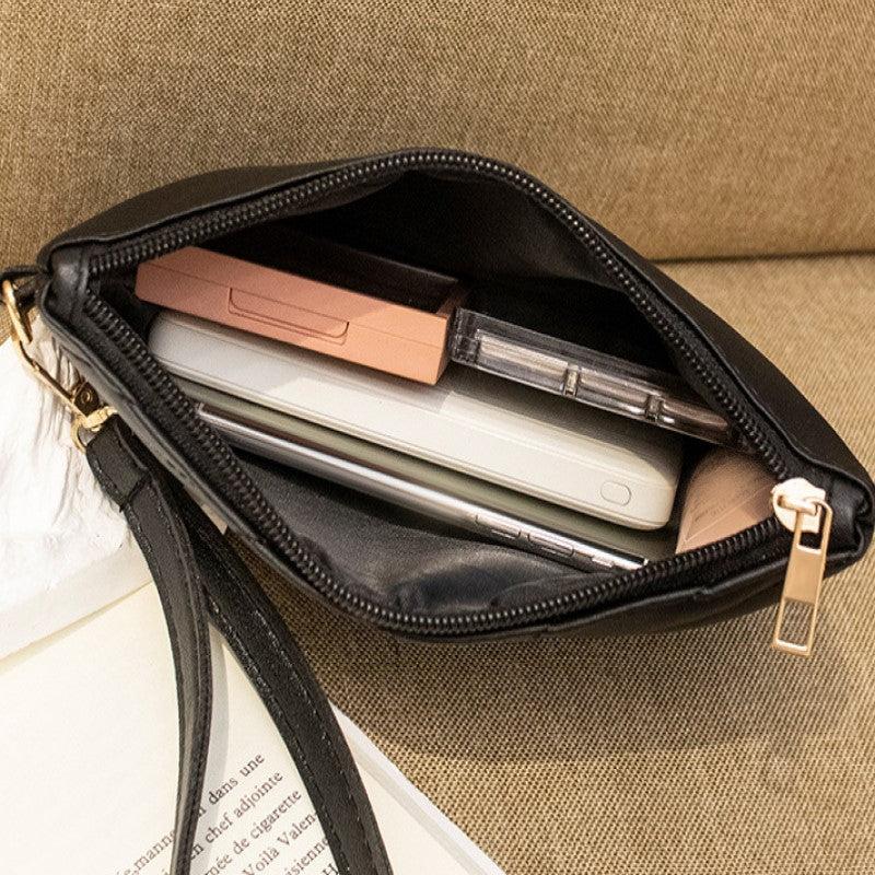 Classic Zipper Clutch PU Leather Wristlet Wallet