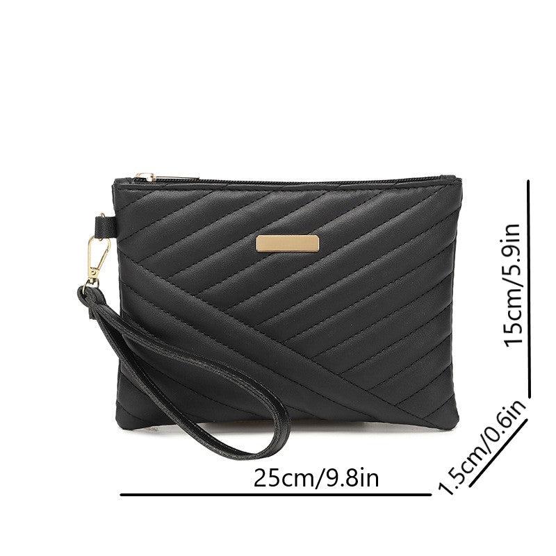 Classic Zipper Clutch PU Leather Wristlet Wallet