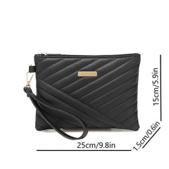 Classic Zipper Clutch PU Leather Wristlet Wallet