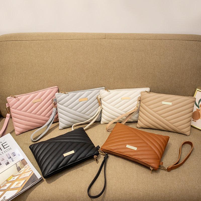 Classic Zipper Clutch PU Leather Wristlet Wallet