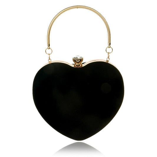 Love Shaped Satchel Abg Solid Evening Bag Classic Rhinestone Decor Banquet Bag
