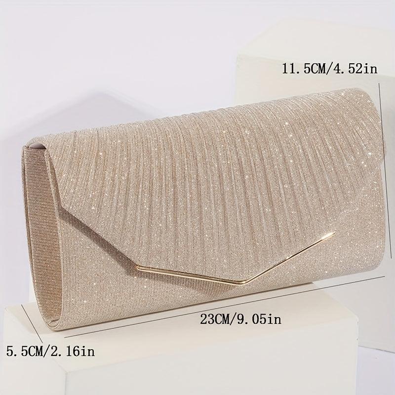 Glitter Flap Shoulder Bag Evening Party Bag With Chain Strap