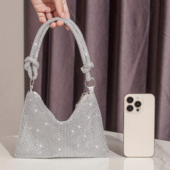 Rhinestone Decor Glitter Evening Satchel Bag