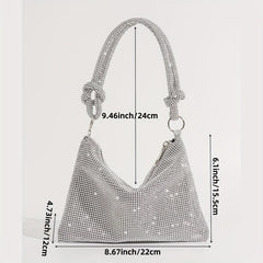 Rhinestone Decor Glitter Evening Satchel Bag