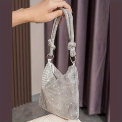Rhinestone Decor Glitter Evening Satchel Bag