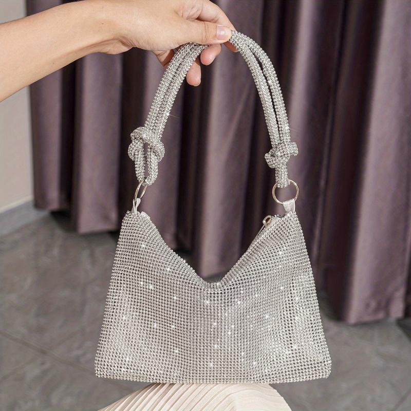 Rhinestone Decor Glitter Evening Satchel Bag