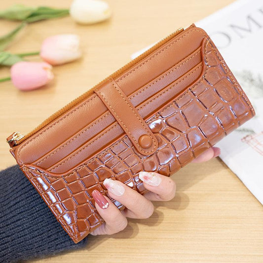 Embossed Long Wallet Coin Purse Clutch Bag Card Slots