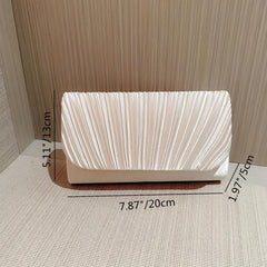 Pleated Metal Chain Clutch Elegant Flap Purse Evening Bag