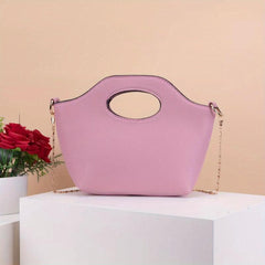 Metal Chain Crossbody Bag Textured PU Leather Purse