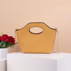 Metal Chain Crossbody Bag Textured PU Leather Purse
