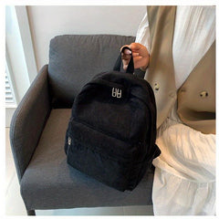 Corduroy Backpack Casual Student Double Shoulder Bag Solid Bag Women's Bag
