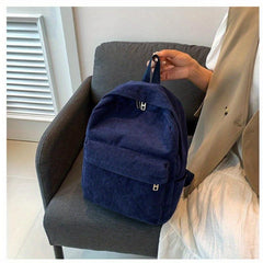 Corduroy Backpack Casual Student Double Shoulder Bag Solid Bag Women's Bag