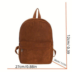 Corduroy Backpack Casual Student Double Shoulder Bag Solid Bag Women's Bag