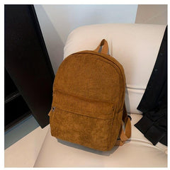 Corduroy Backpack Casual Student Double Shoulder Bag Solid Bag Women's Bag