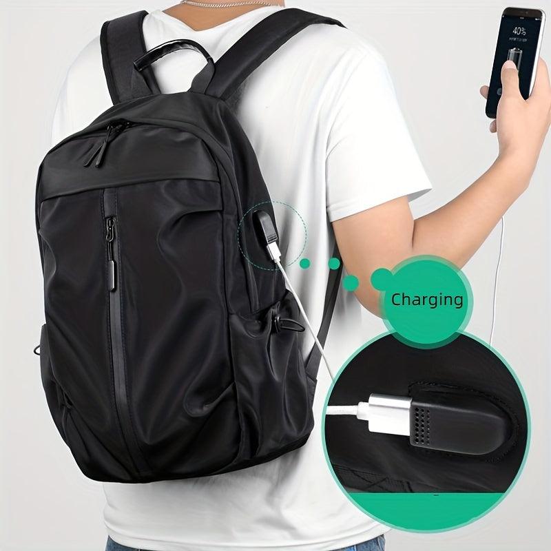 Men's Laptop Backpack USB Charging Port Luggage Straps Large Capacity