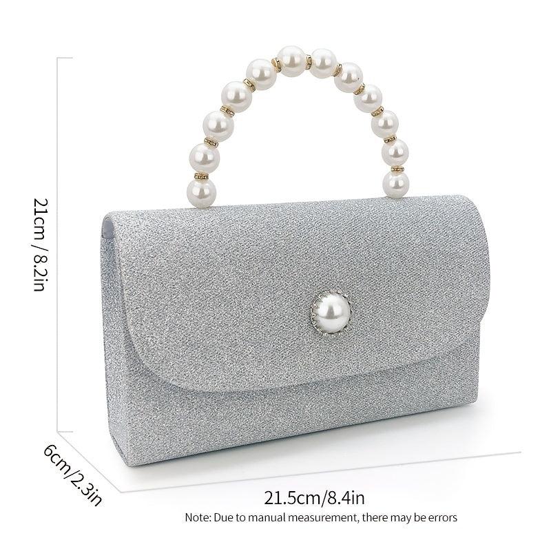 Glitter Rhinestone Evening Handbag Pearl Dinner Clutch Purse