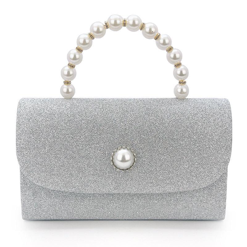Glitter Rhinestone Evening Handbag Pearl Dinner Clutch Purse
