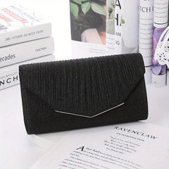 Ruched Wedding Bag Metal Decor Clutch Purse for Prom Party